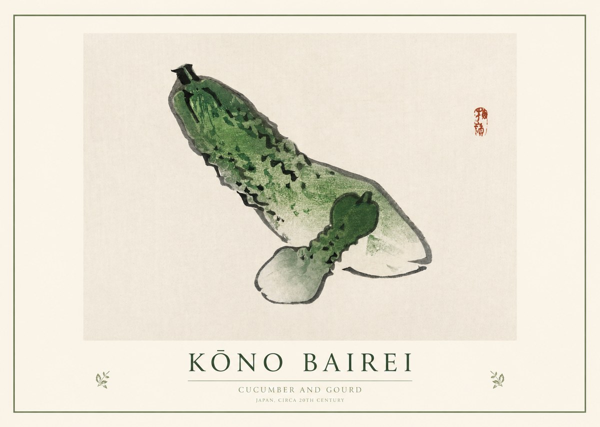 Kōno Bairei Cucumber and Gourd No1 - Poster