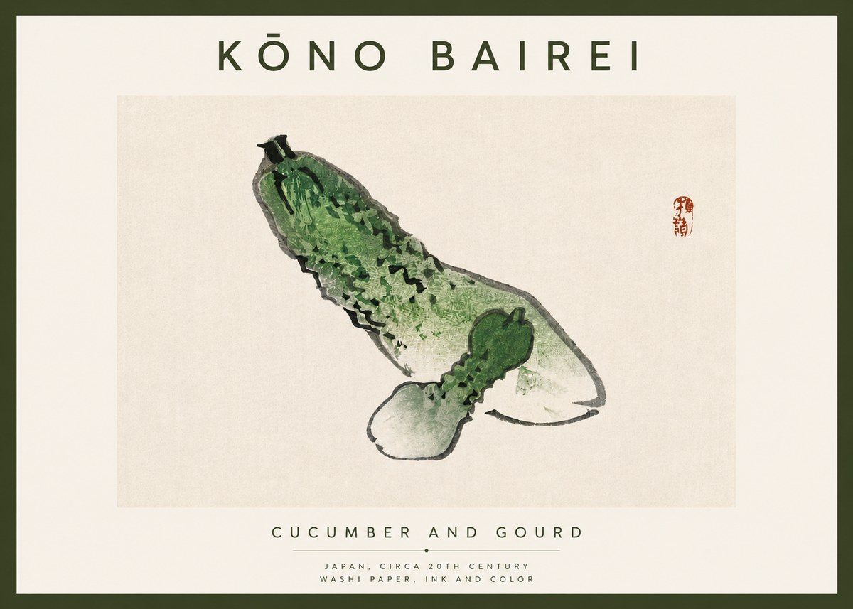 Kōno Bairei Cucumber and Gourd No5 - Poster