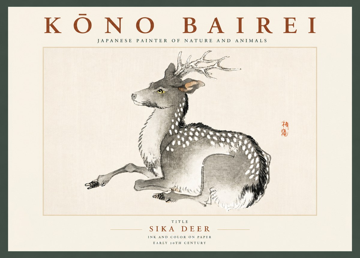Kōno Bairei Sika Deer No2 - Poster
