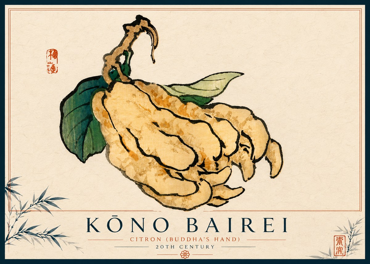 Kōno Bairei Citron (Buddha's Hand) No4 - Poster