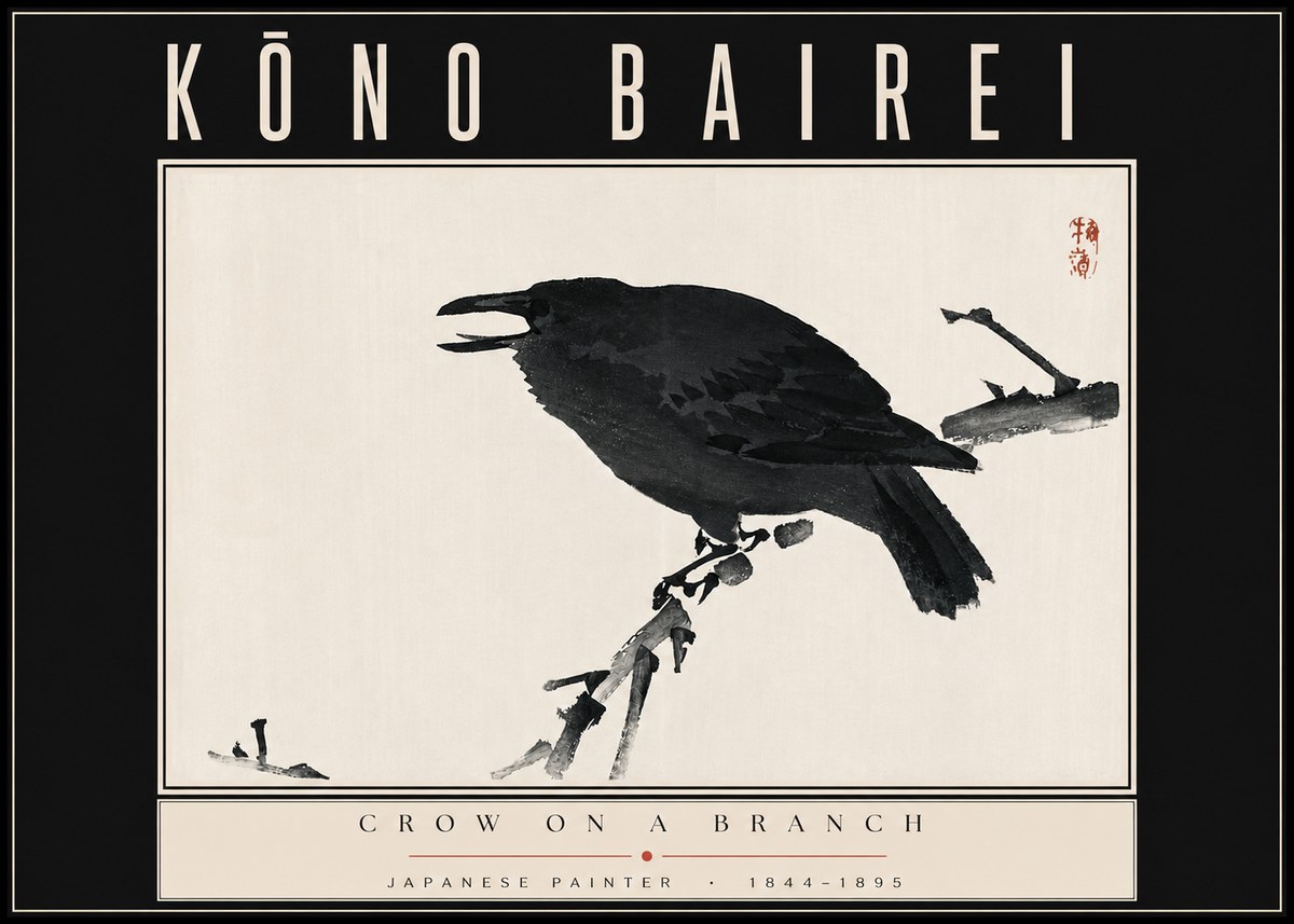 Kōno Bairei Crow on a Branch No4 - Poster