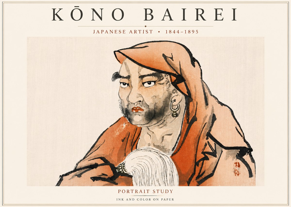 Kōno Bairei Portrait Study No3 - Poster