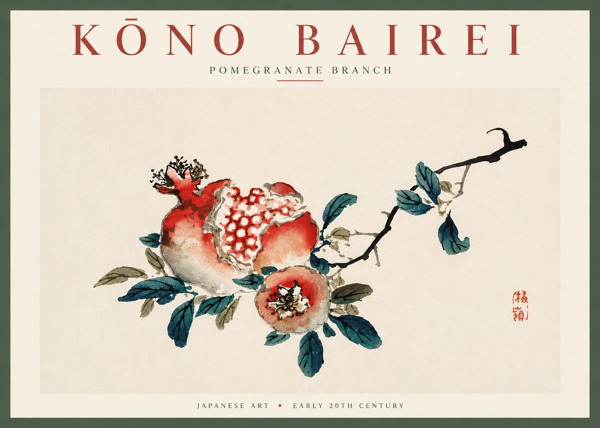 Kōno Bairei Pomegranate Branch No5 - Poster