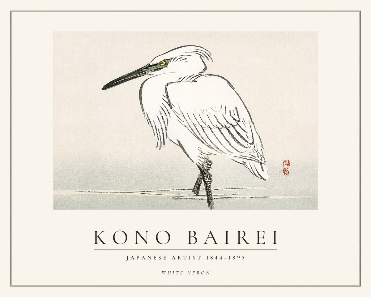 Kōno Bairei White Heron No1 - Poster