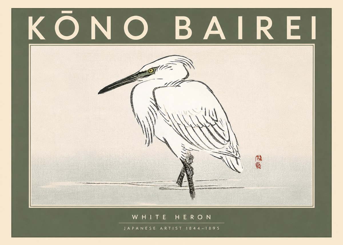 Kōno Bairei White Heron No3 - Poster