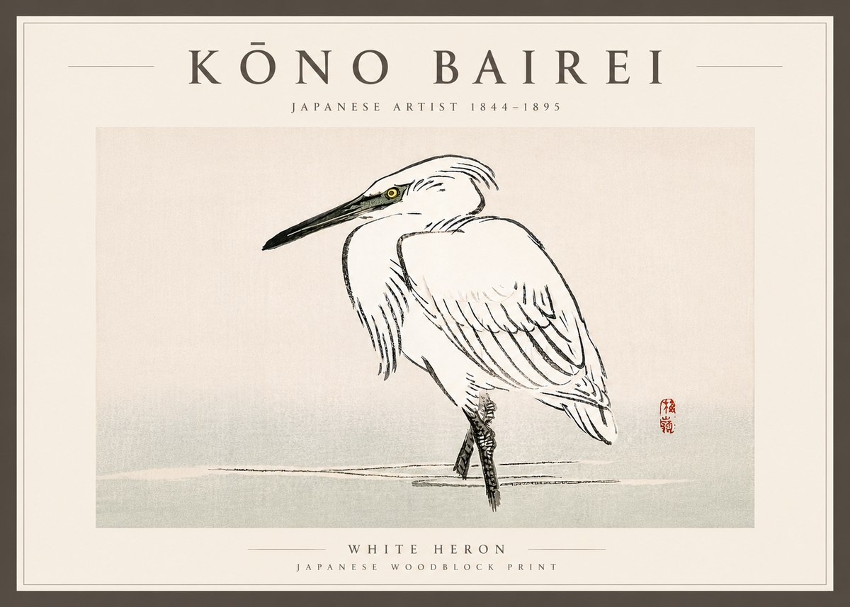 Kōno Bairei White Heron No6 - Poster