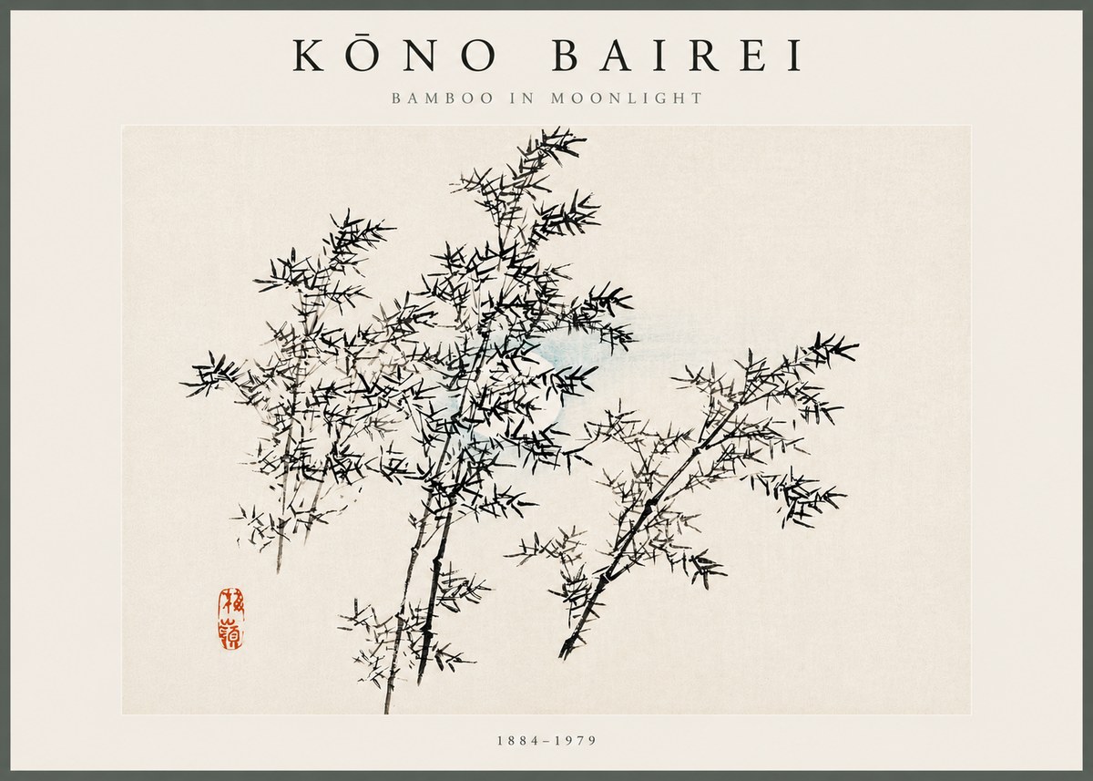 Kōno Bairei Bamboo in Moonlight No5 - Poster