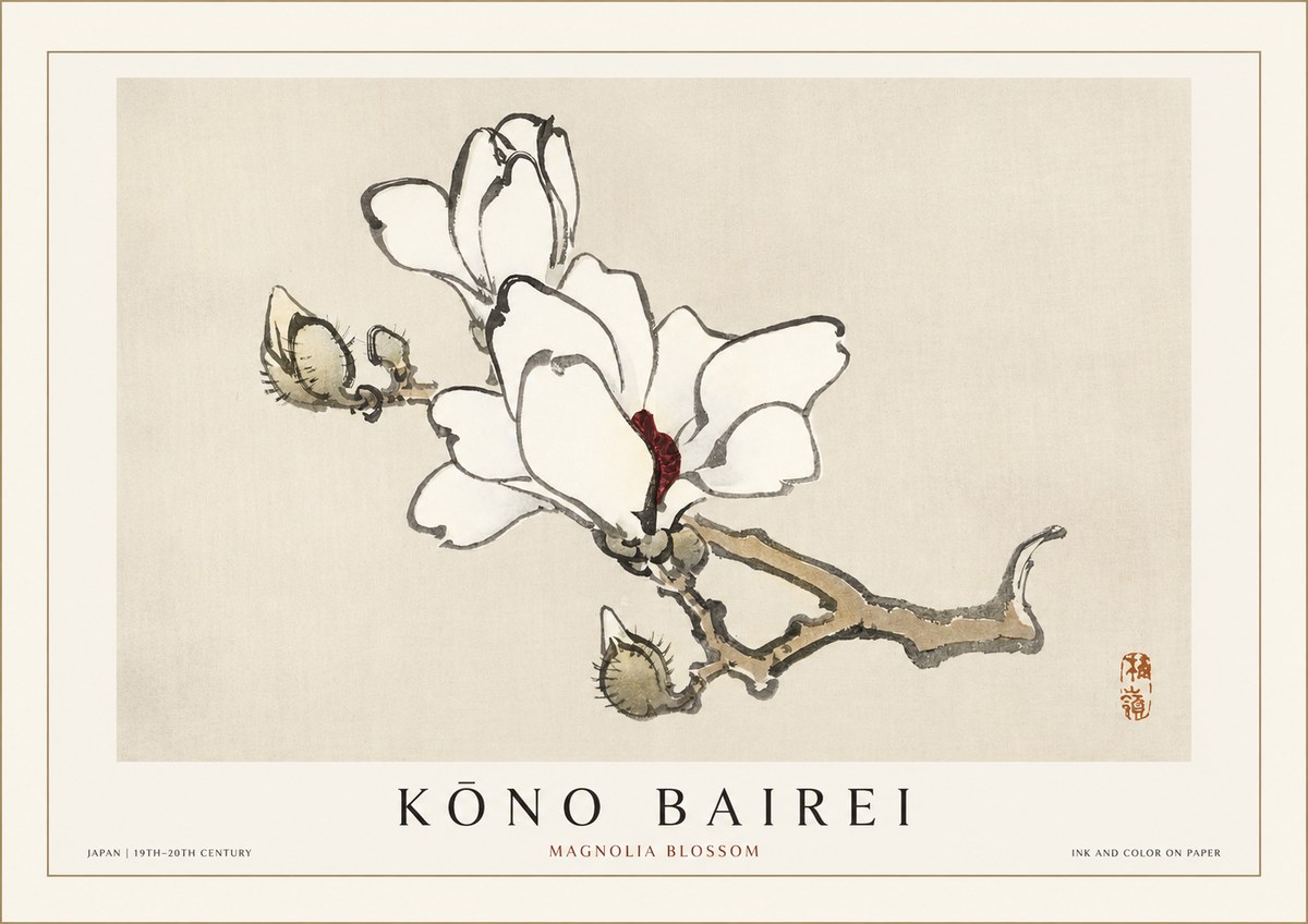 Kōno Bairei Magnolia Blossom No1 - Poster