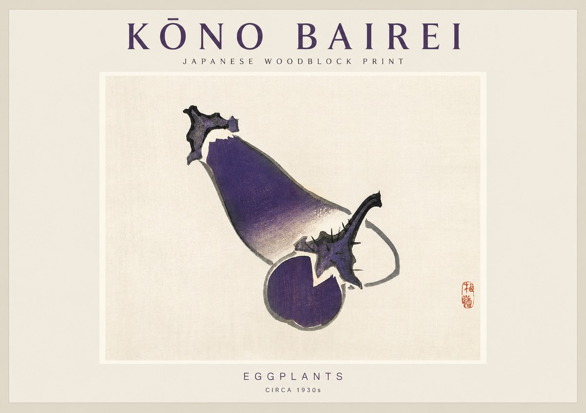 Kōno Bairei Eggplants No1 - Poster