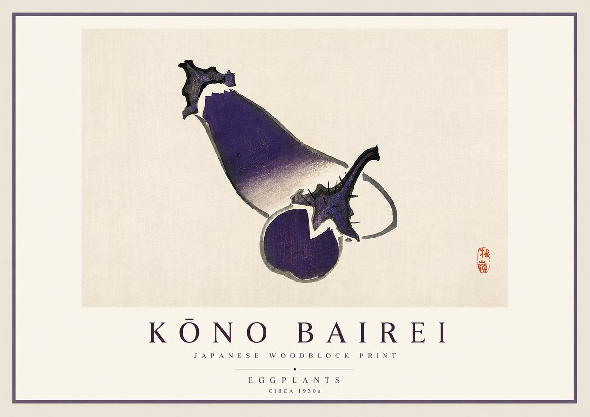 Kōno Bairei Eggplants No3 - Poster