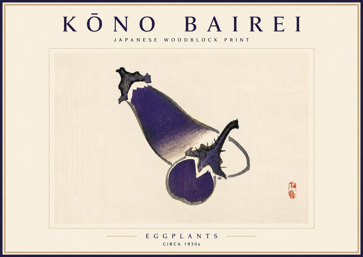Kōno Bairei Eggplants No4 - Poster