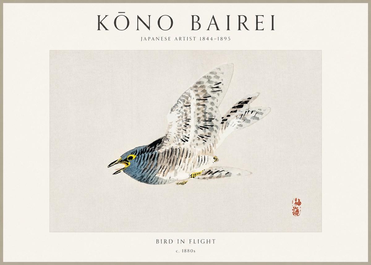 Kōno Bairei Bird in Flight No1 - Poster