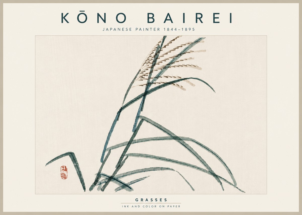 Kōno Bairei Grasses No5 - Poster