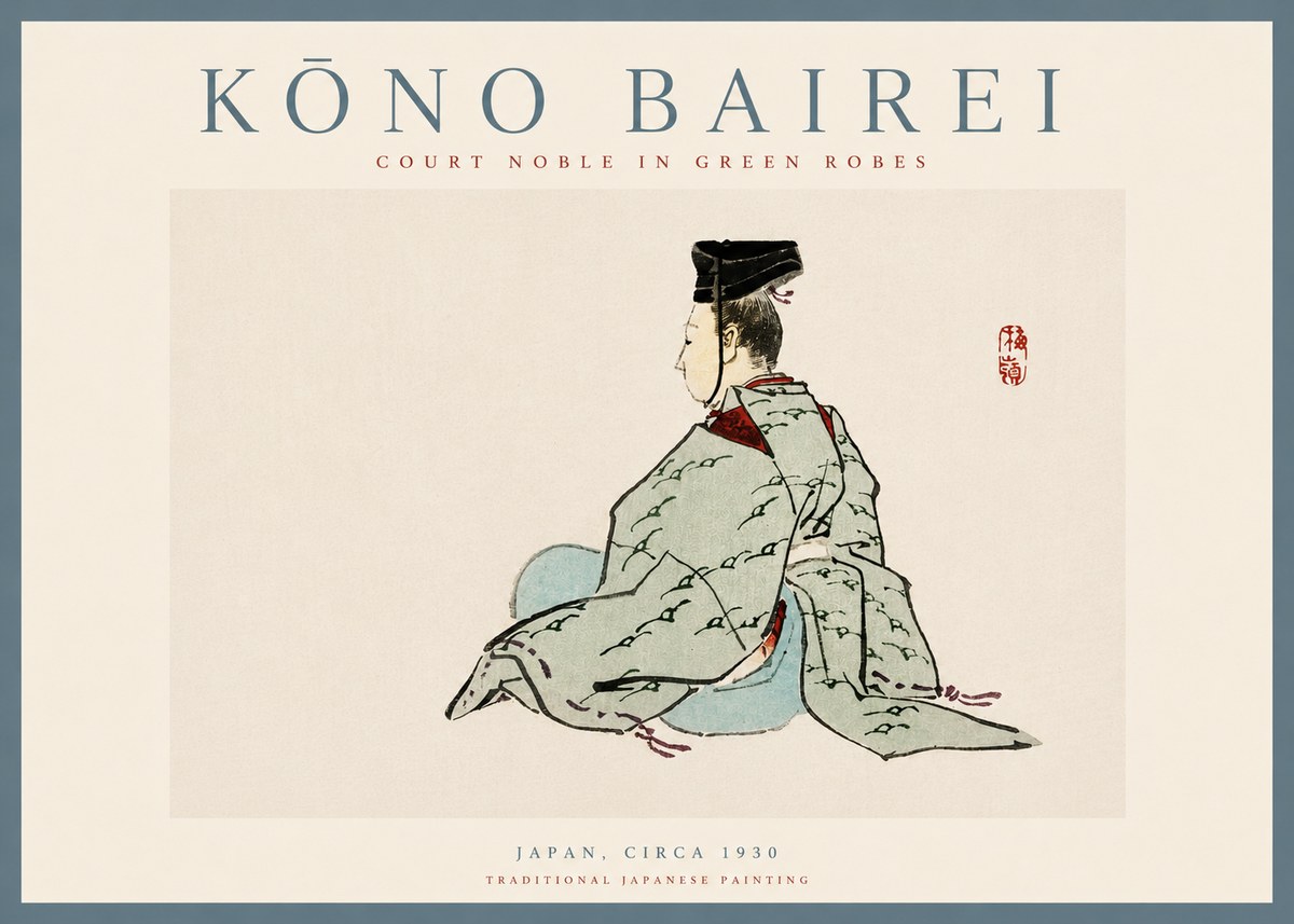 Kōno Bairei Court Noble in Green Robes No3 - Poster