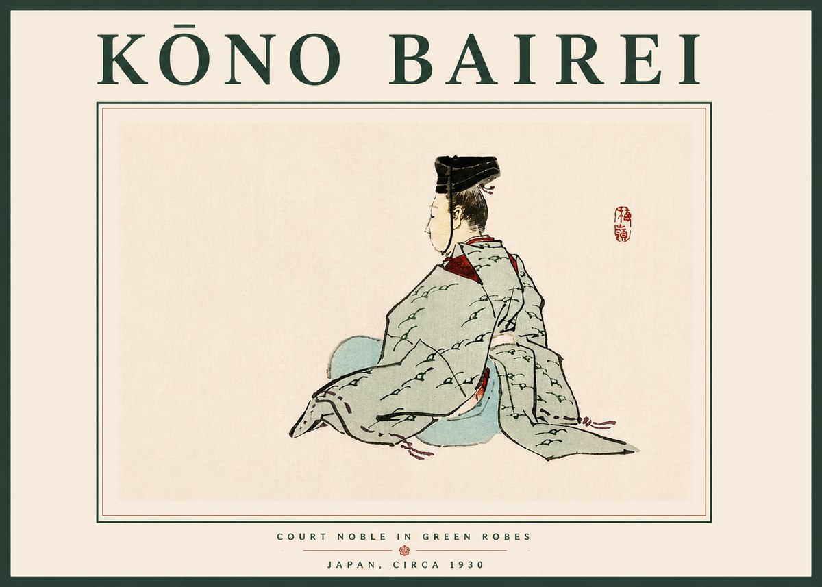 Kōno Bairei Court Noble in Green Robes No6 - Poster