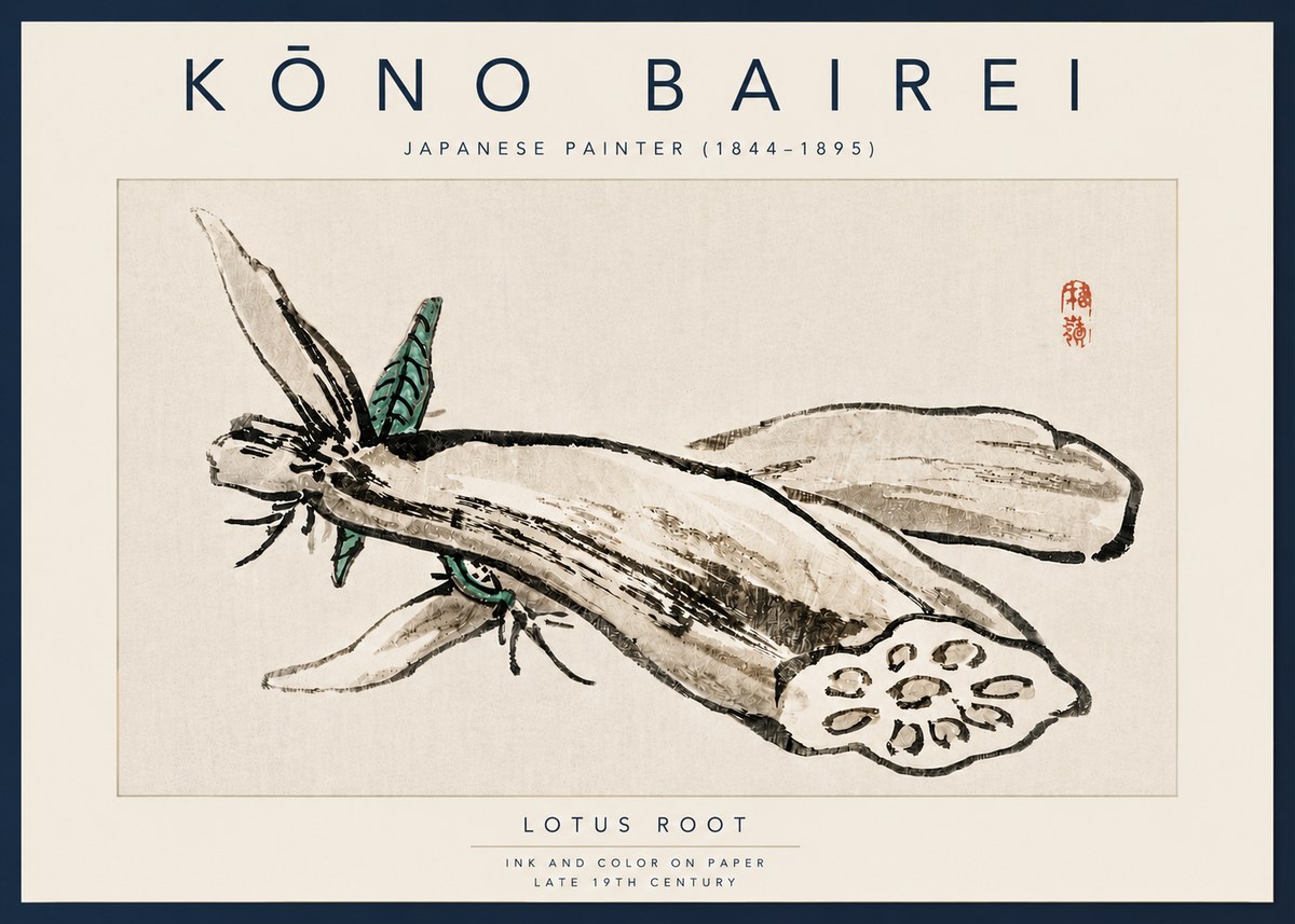 Kōno Bairei Lotus Root No4 - Poster