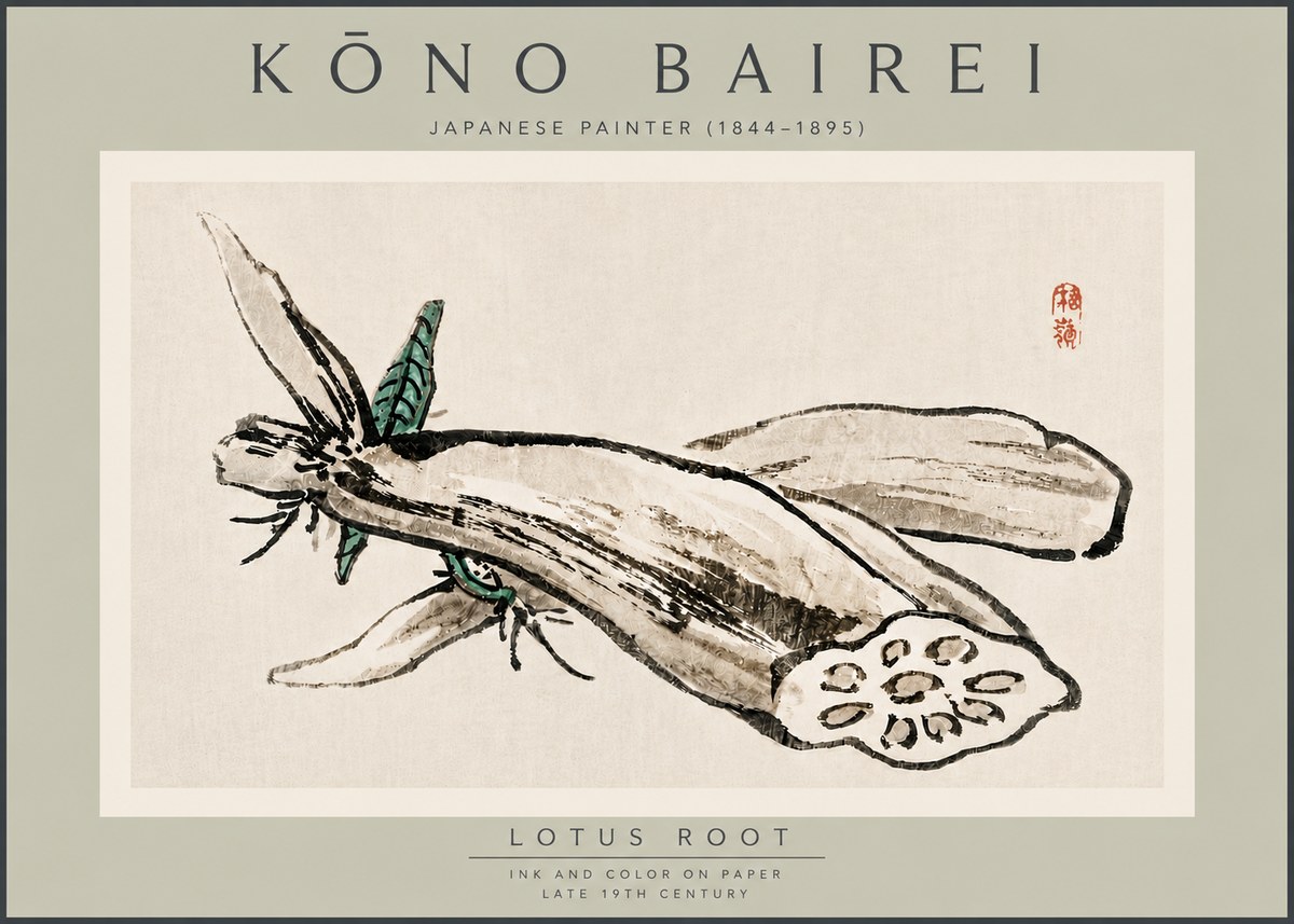 Kōno Bairei Lotus Root No5 - Poster