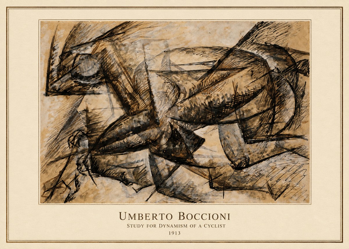 Umberto Boccioni Study for Dynamism of a Cyclist No4 - Poster