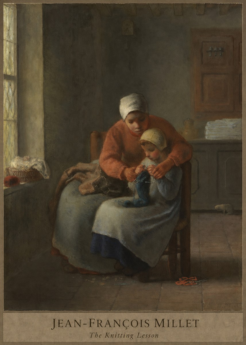 Jean-François Millet The Knitting Lesson II No4 - Poster