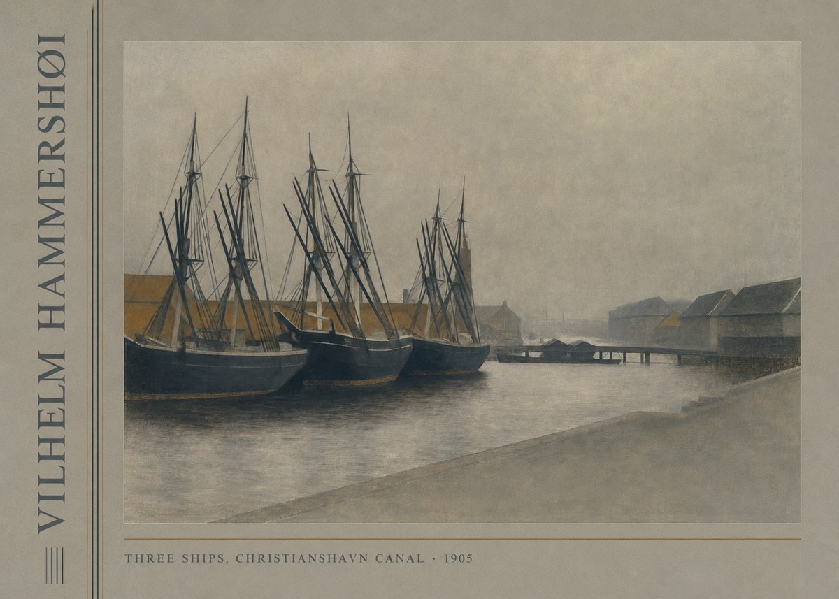 Vilhelm Hammershøi Three Ships, Christianshavn Canal No2 - Poster