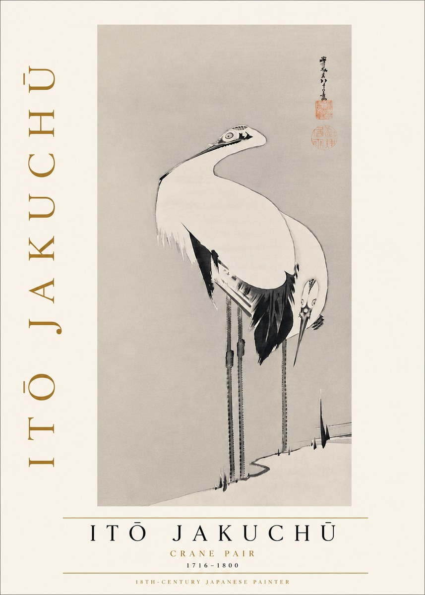 Itō Jakuchū Crane Pair No5 - Poster