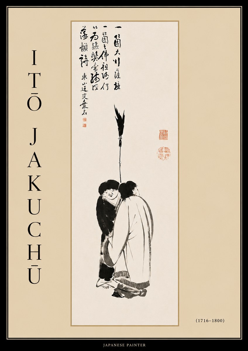 Itō Jakuchū Two Figures Holding a Staff No4 - Poster