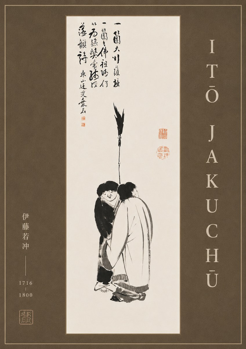 Itō Jakuchū Two Figures Holding a Staff No6 - Poster