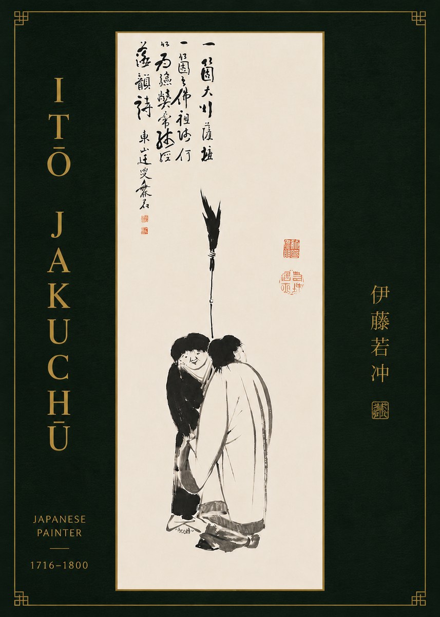 Itō Jakuchū Two Figures Holding a Staff No8 - Poster