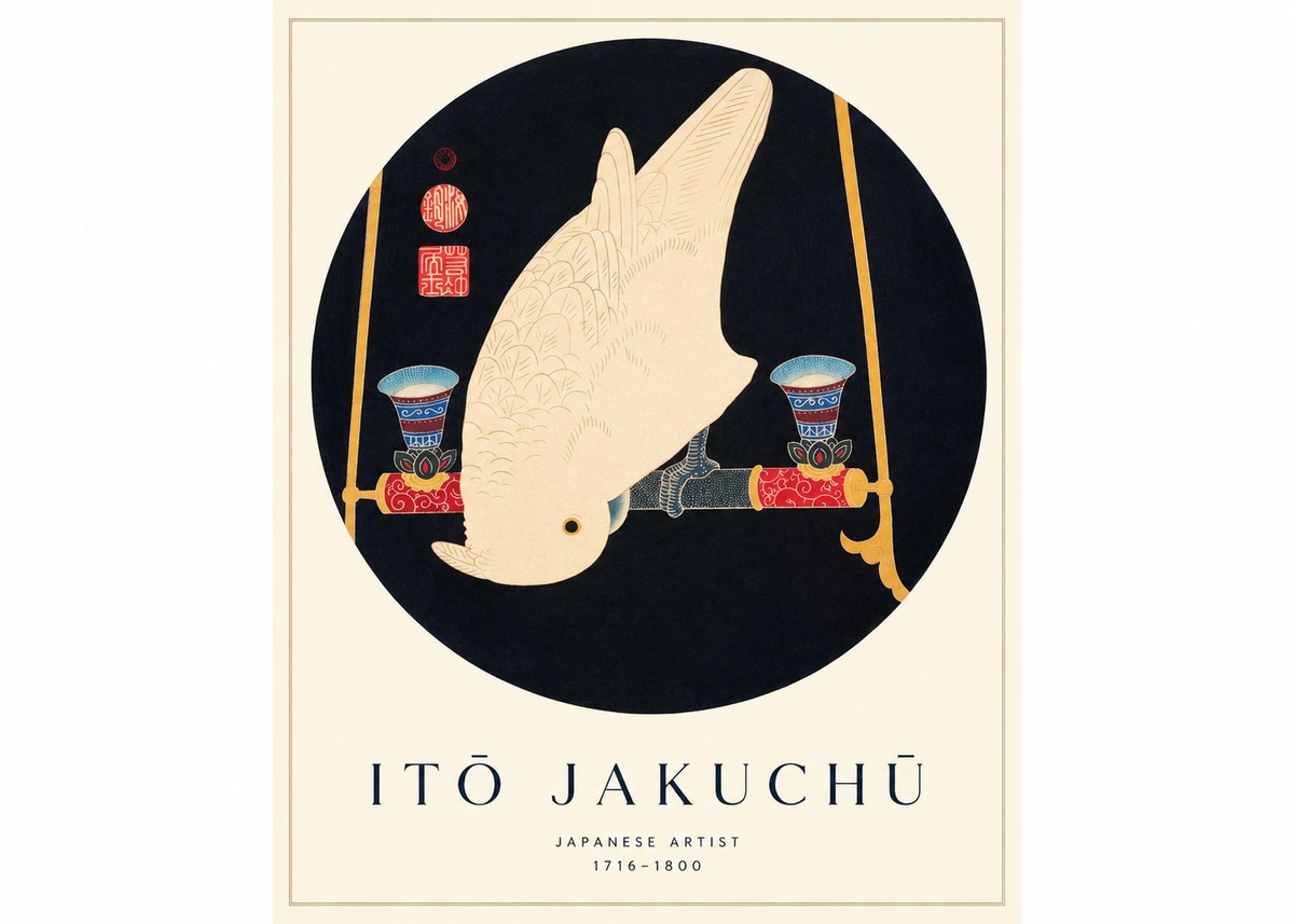 Itō Jakuchū White Cockatoo No1 - Poster