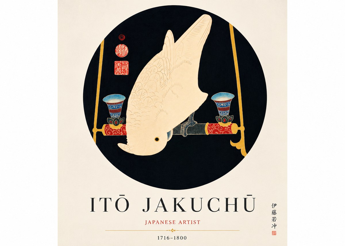 Itō Jakuchū White Cockatoo No6 - Poster