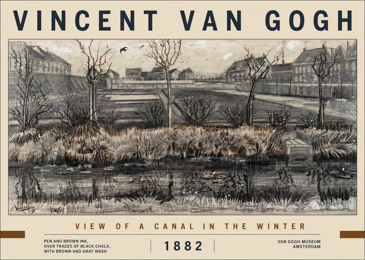 Van Gogh View of a Canal in the Winter No2 - Poster