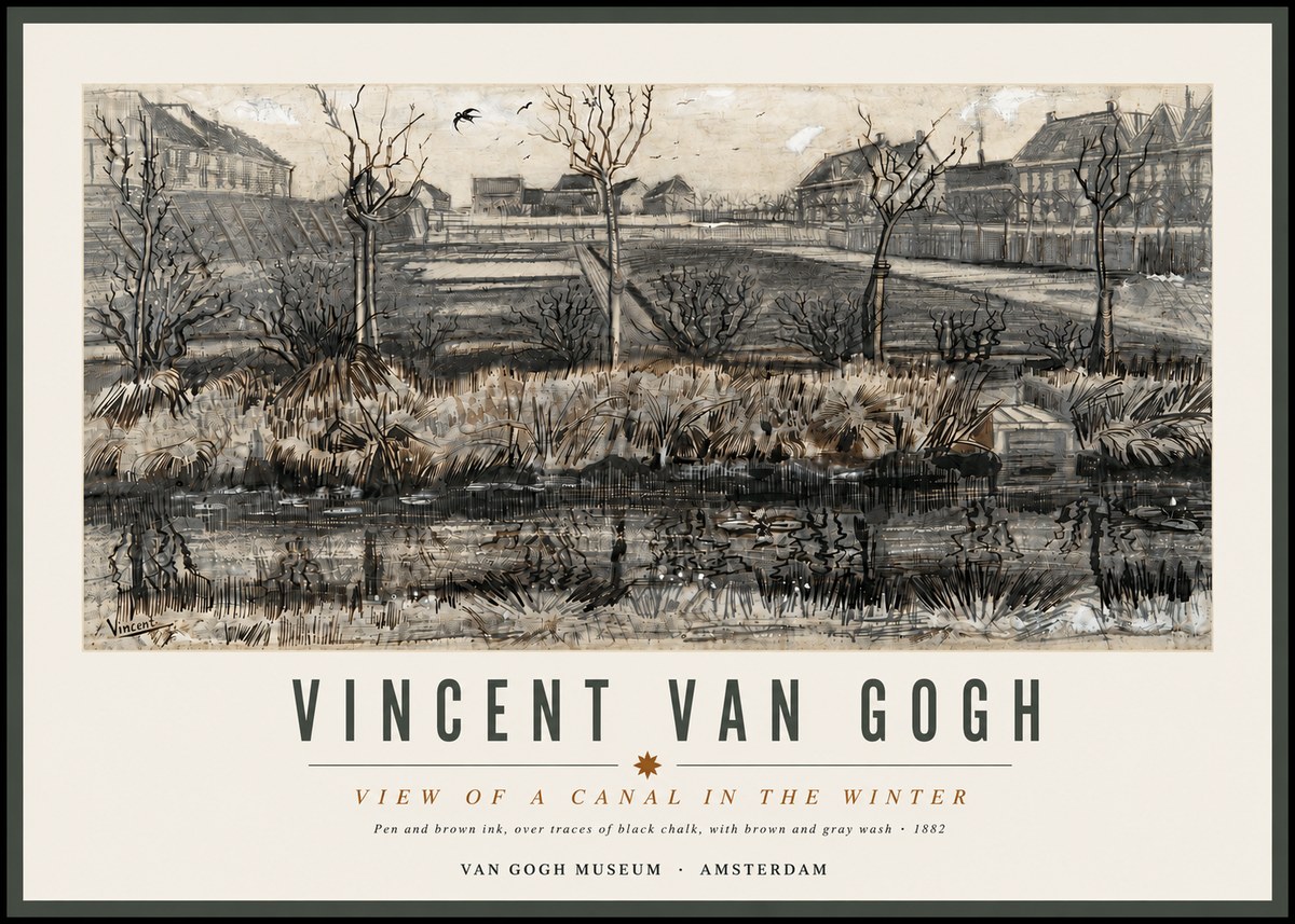 Van Gogh View of a Canal in the Winter No4 - Poster