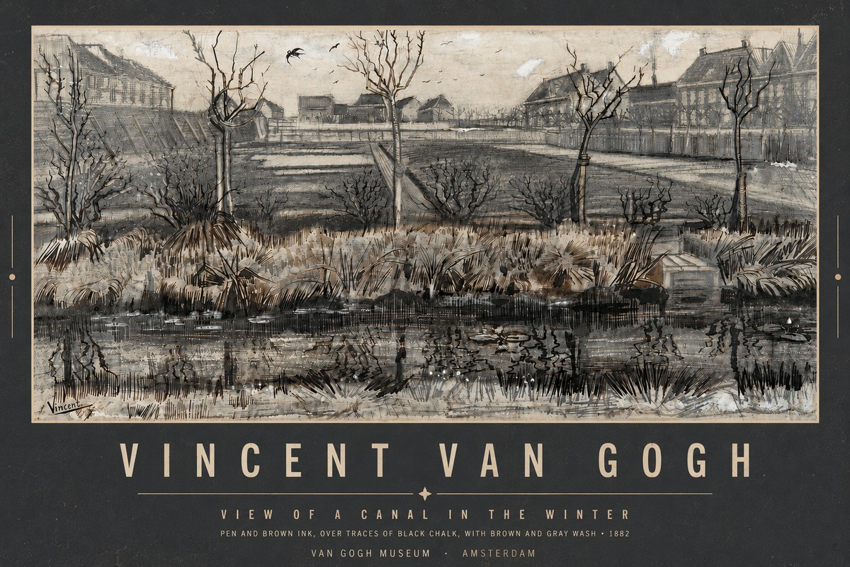 Van Gogh View of a Canal in the Winter No5 - Poster