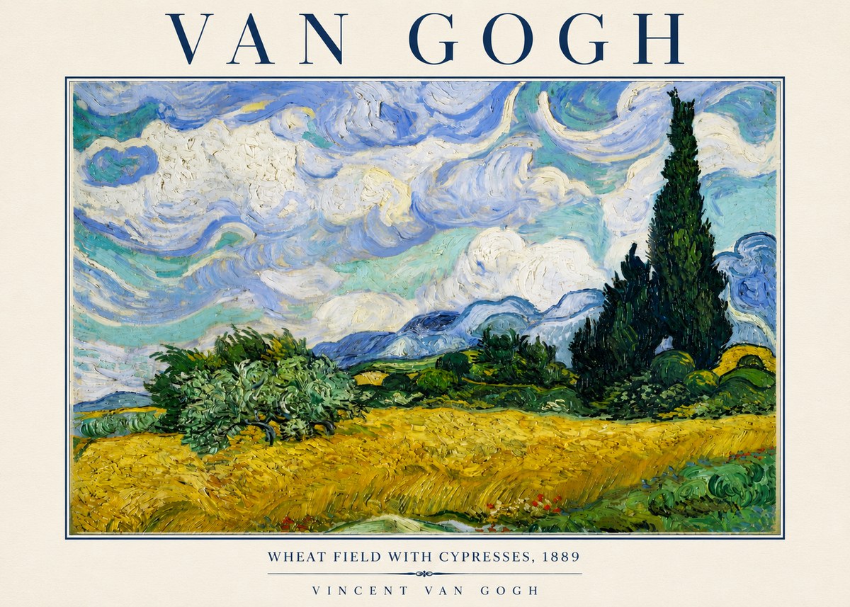 Van Gogh Wheat Field with Cypresses, 1889 No4 - Poster