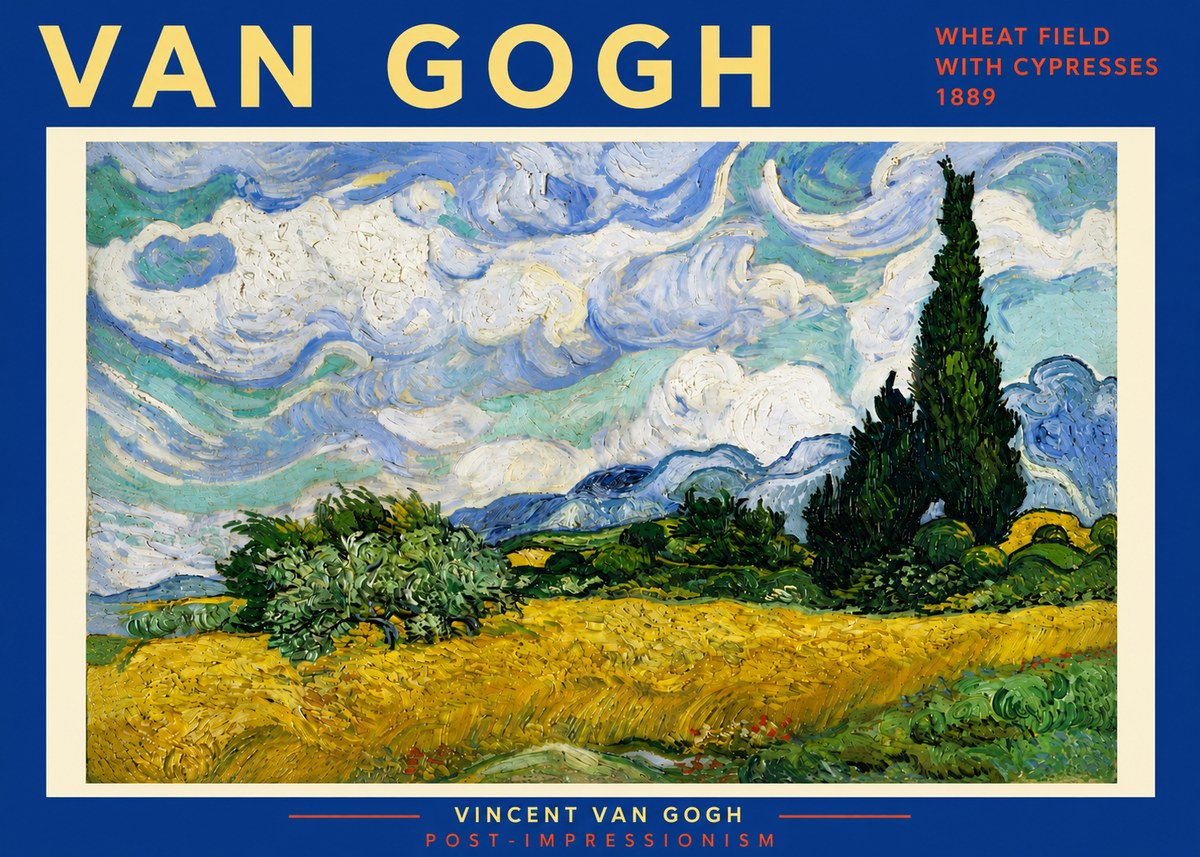 Van Gogh Wheat Field with Cypresses, 1889 No6 - Poster