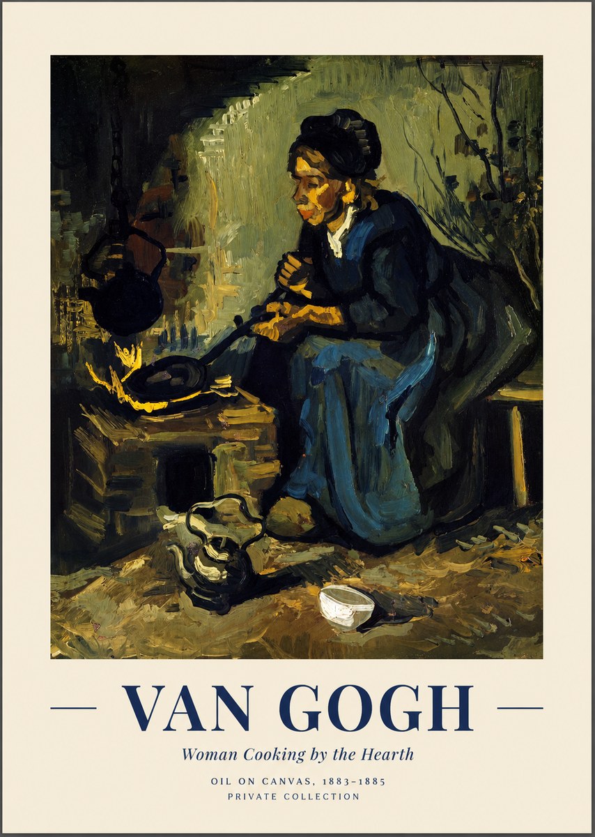 Van Gogh Woman Cooking by the Hearth No1 - Poster