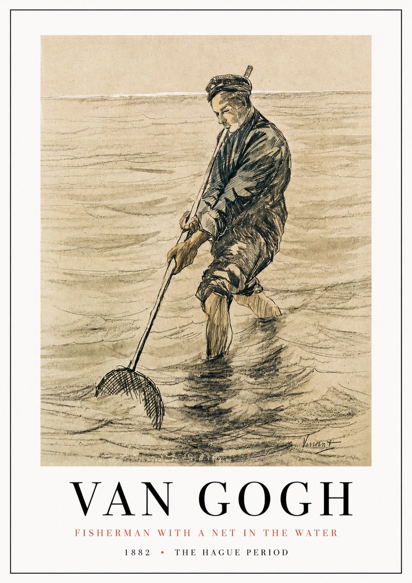 Van Gogh Fisherman with Net No4 - Poster