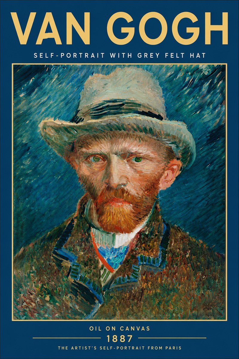 Van Gogh Self-portrait with Grey Felt Hat I No5 - Poster