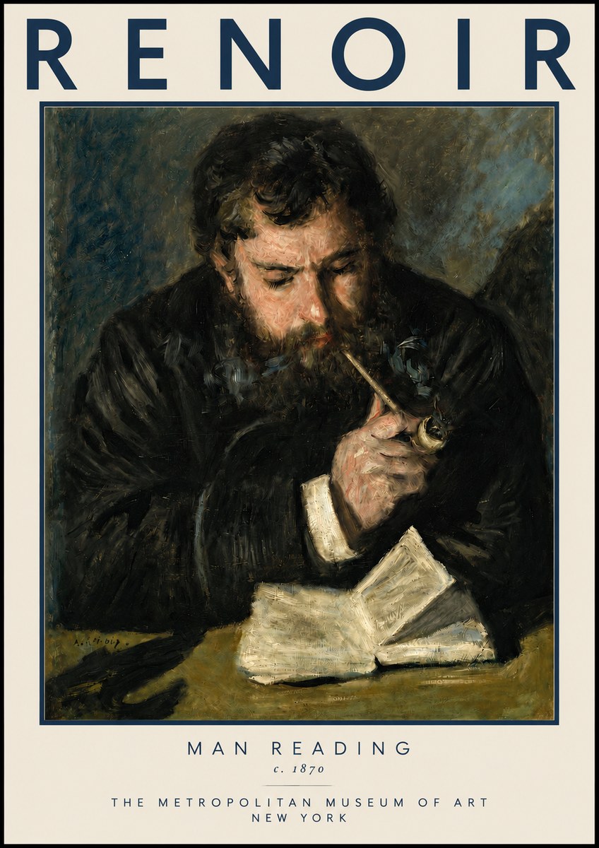 Renoir Man Reading No3 - Poster