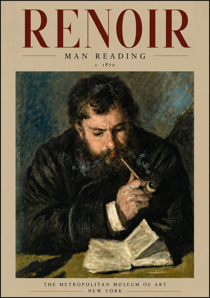 Renoir Man Reading No6 - Poster