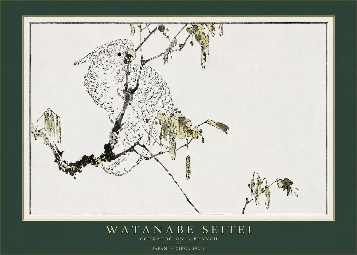 Watanabe Seitei Cockatoo on a Branch No2 - Poster