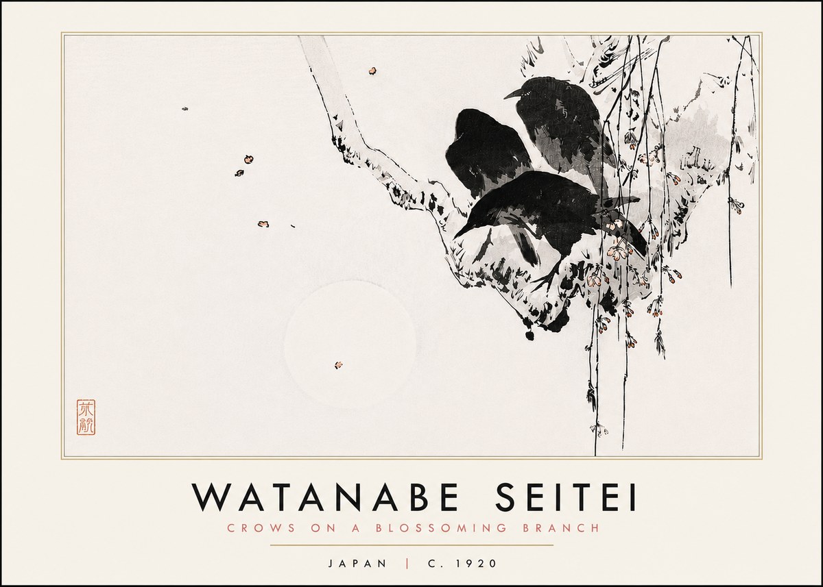 Watanabe Seitei Crows on a Blossoming Branch No6 - Poster
