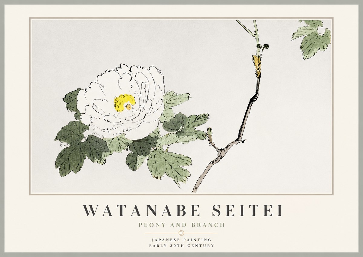 Watanabe Seitei Peony and Branch No3 - Poster