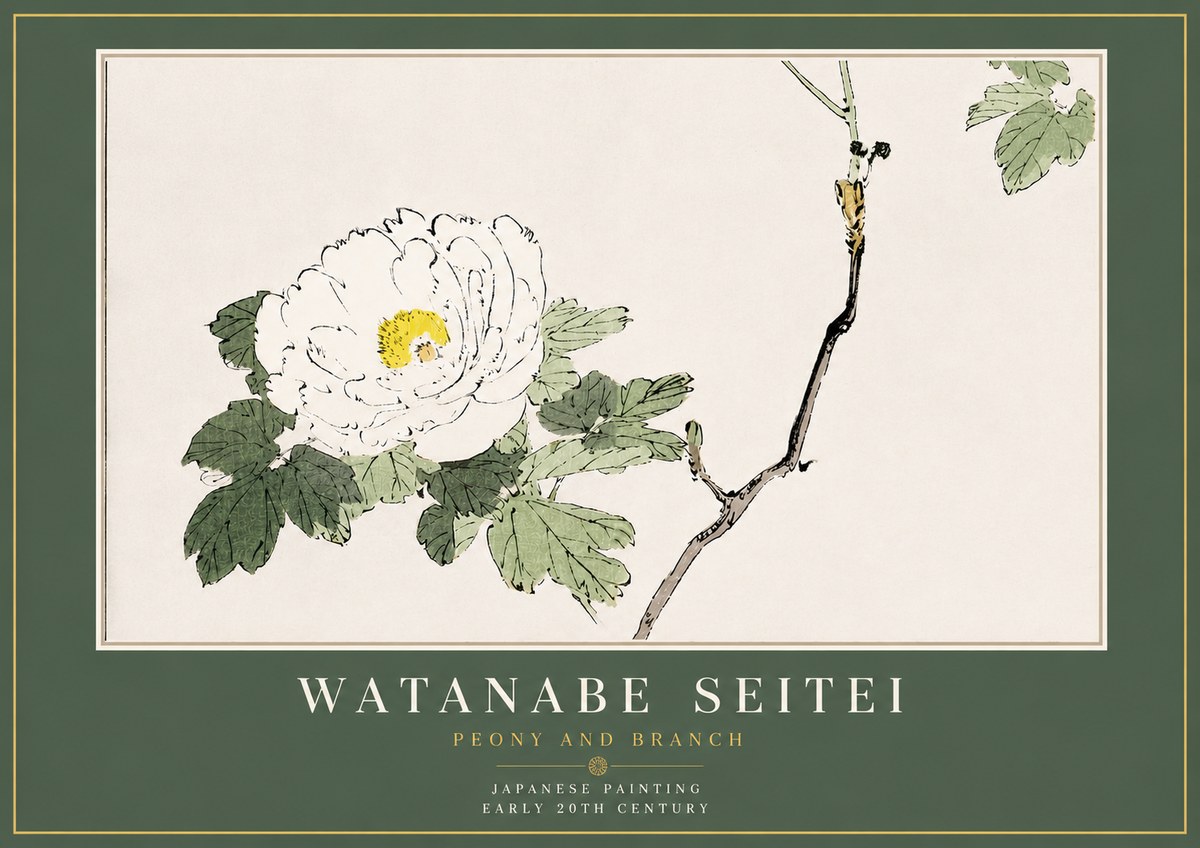 Watanabe Seitei Peony and Branch No4 - Poster