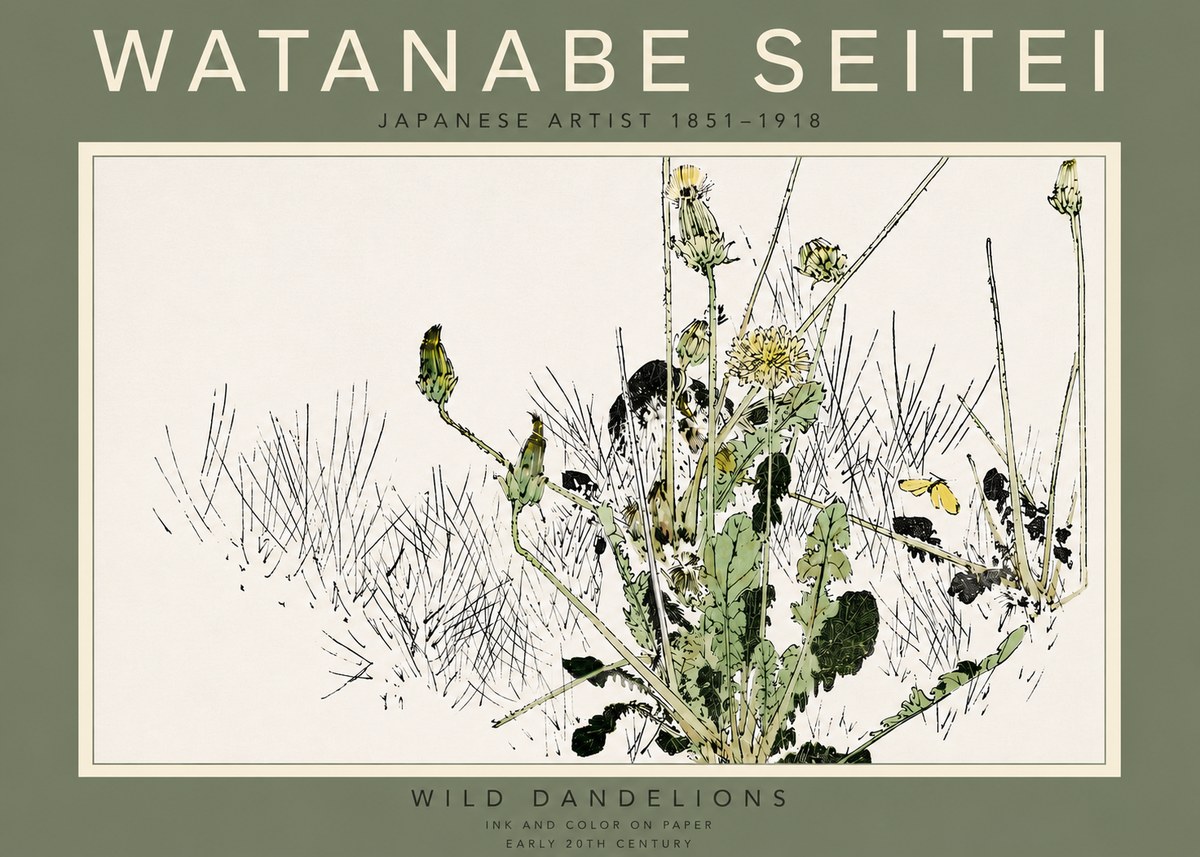 Watanabe Seitei Wild Dandelions No5 - Poster
