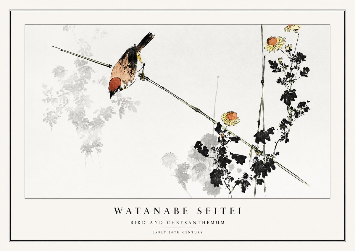 Watanabe Seitei Bird and Chrysanthemum No1 - Poster