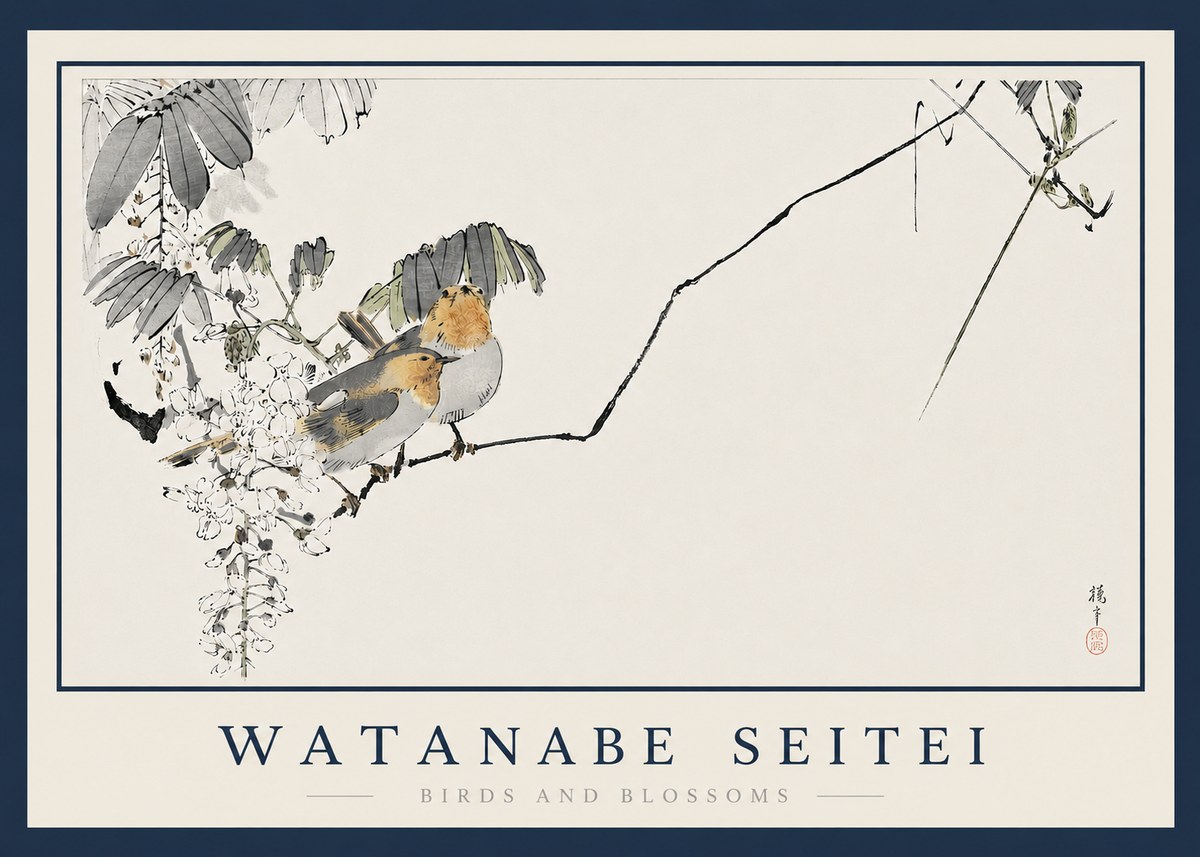 Watanabe Seitei Birds and Blossoms No3 - Poster