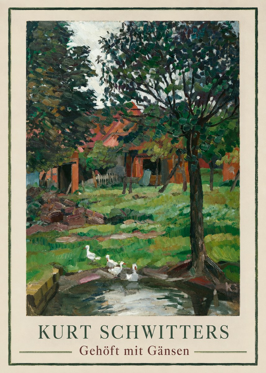 Kurt Schwitters Gehöft Mit Gänsen No1 - Poster