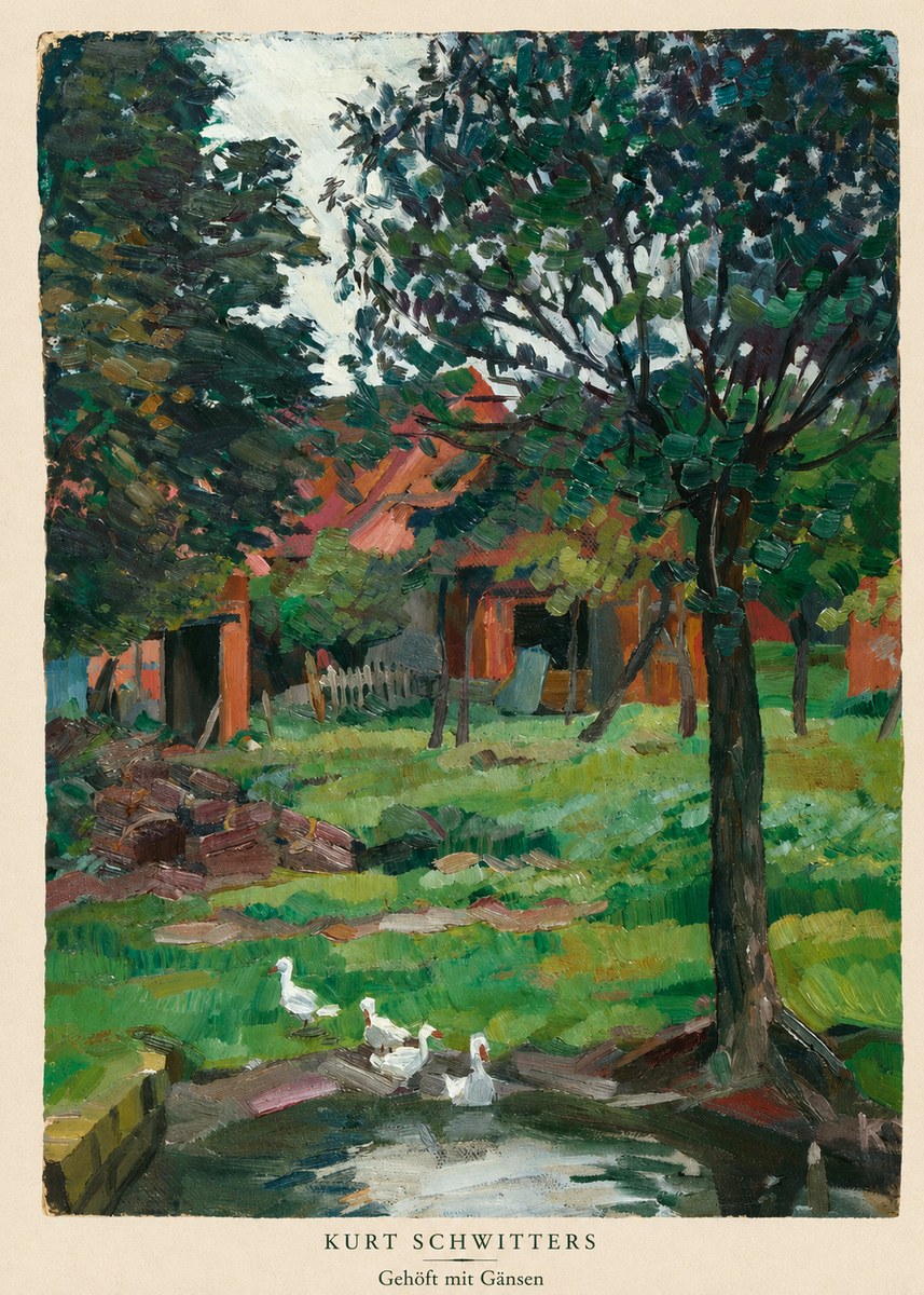 Kurt Schwitters Gehöft Mit Gänsen No6 - Poster
