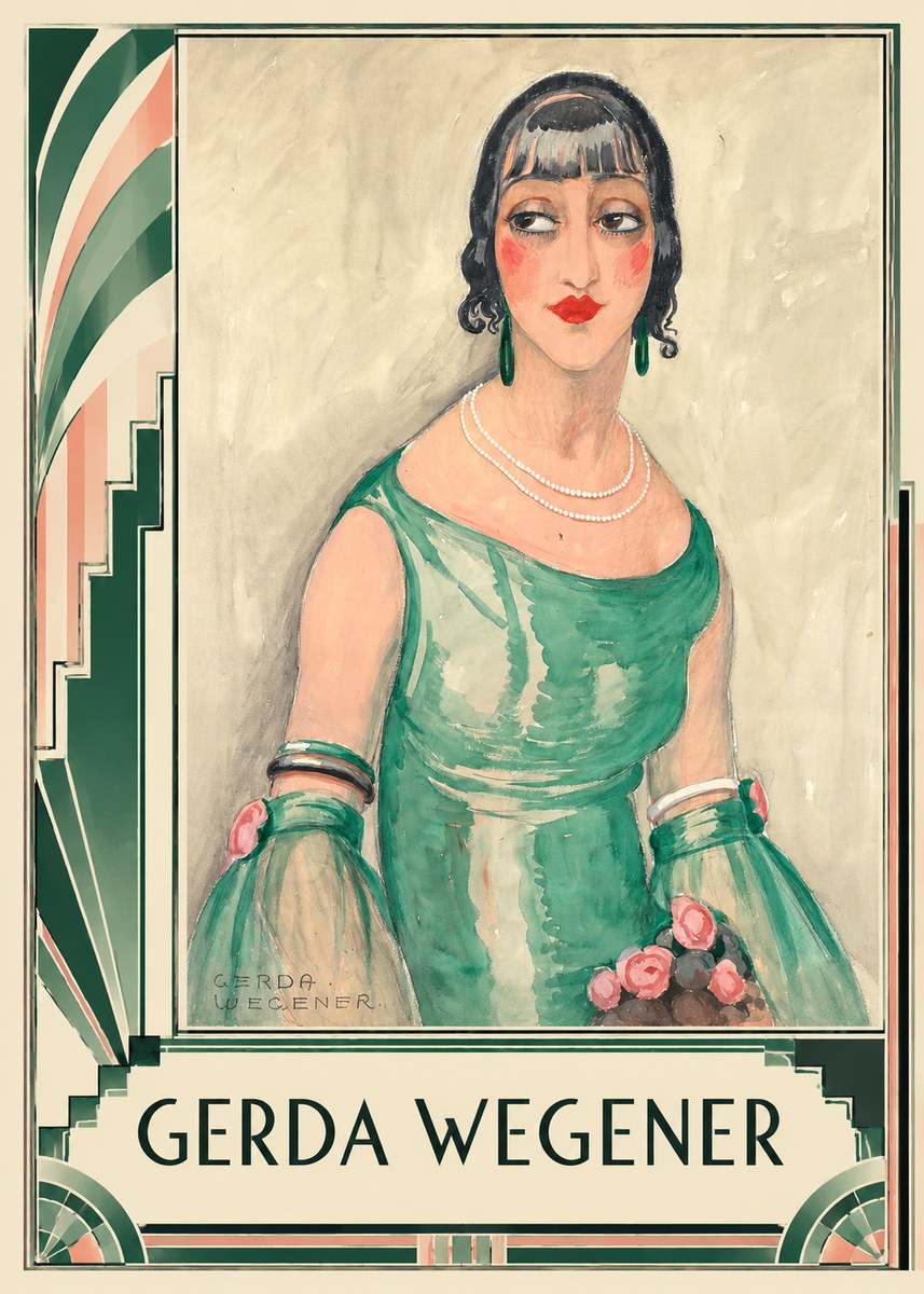 Gerda Wegener Portrait of a Woman in Green Dress No2 - Poster